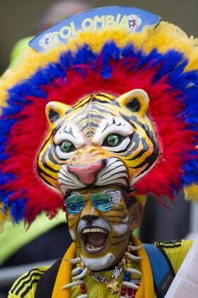 Colombia s fan reacts ahead of a Group C match againts Peru at the 2015 America Cup, held at German Becker in Temuco, Chile, July 21, 2015. The match ended with 0-0. Pedro Mera) (vf) (SP)CHILE-TEMUCO-COPA AMERICA-COLOMBIA VS PERU LuisxEcheverria 