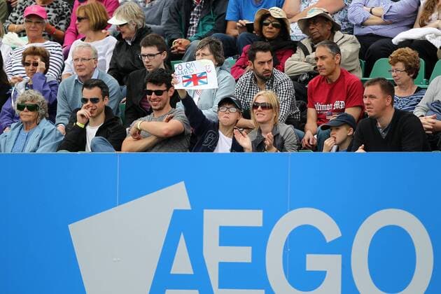 22.06.2015. Nottingham, England. Aegon Nottingham Open Tennis Tournament. Support for James Ward (Great Britain) in his match against Tim Smyczek (USA) xDavidxKissmanx  ActionPlus11634237
