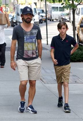June 23, 2015 - New York City, NY, USA - Italian professional footballer Andrea Pirlo, who plays for Italian club Juventus and the Italian national team Nationalteam walks with his son NiccolÃ² on June 23 2015 in New York City Andrea Pirlo and son sighting, 062315  - ZUMAny1_
