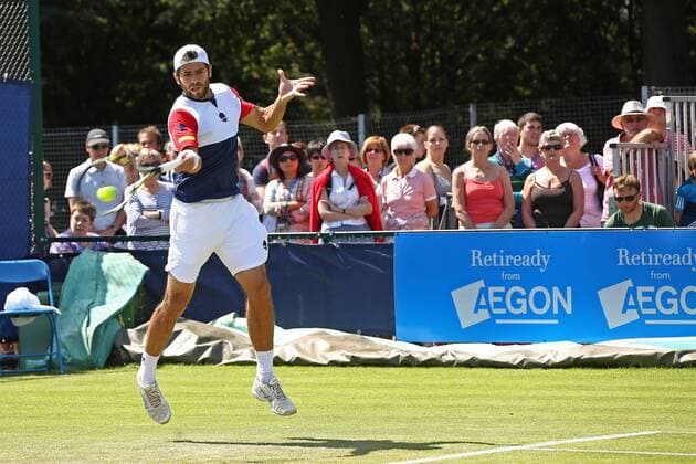 24.06.2015. Nottingham, England. Aegon Nottingham Open Tennis Tournament. A forehand from Simone Bolelli (Italy) on his way to victory over Adrian Mannarino (France) xDavidxKissmanx  ActionPlus11634775