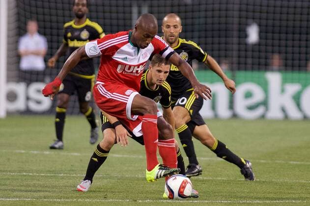 June 24, 2015 - Columbus, Ohio, U.S - New England Revolution defender Jose Goncalves (23) controls the ball in the second half in the match between New England Revolution and Columbus Crew SC at Mapfre Stadium, Columbus, Ohio. MLS Fussball Herren USA 2015 - June 24 - New England at Columbus - ZUMAs304