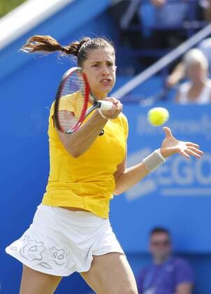 25.06.2015 Eastbourne, England. Aegon International Tennis championships Eastbourne. Andrea Petkovic (GER) during her quarter finals match against Caroline Wozniacki (DEN) xHongboxChenx  ActionPlus11634985