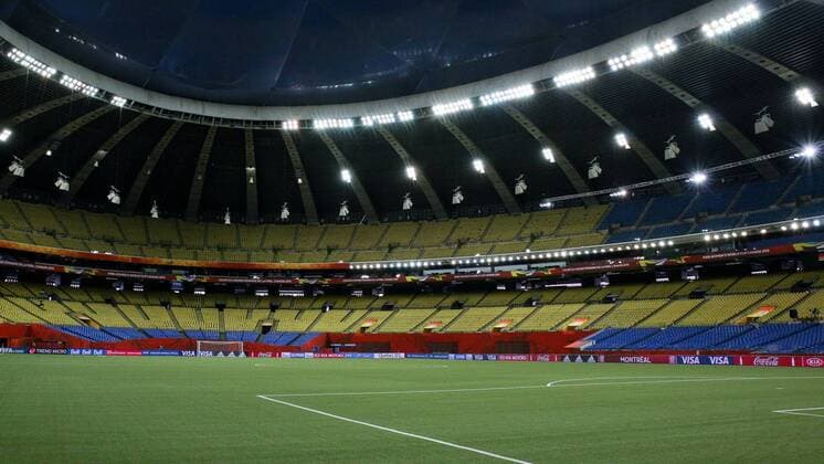 Das leere Olympiastadion vor dem Viertelfinale zwischen Deutschland und Frankreich, Olympic Stadium, Stade de Olympique, Fussball, FIFA Frauen-WM 2015, Abschlusstraining im Stadion, xozx