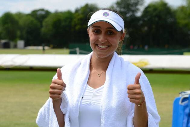 June 25, 2015 - Roehampton, England - TAMIRA PASZEK of Austria poses for a picture after winning her match v. Y. wang at the Wimbledon Qualifying Tournament in Roehampton England on Thursday June 25 2015 Tennis 2015 - Wimbledon Qualifying Tournament - ZUMAl132