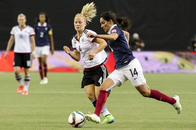 v.li.: Leonie Maier (Deutschland), Louisa Necib (Frankreich), Fussball, FIFA Frauen-WM 2015, Deutschland - Frankreich, xozx