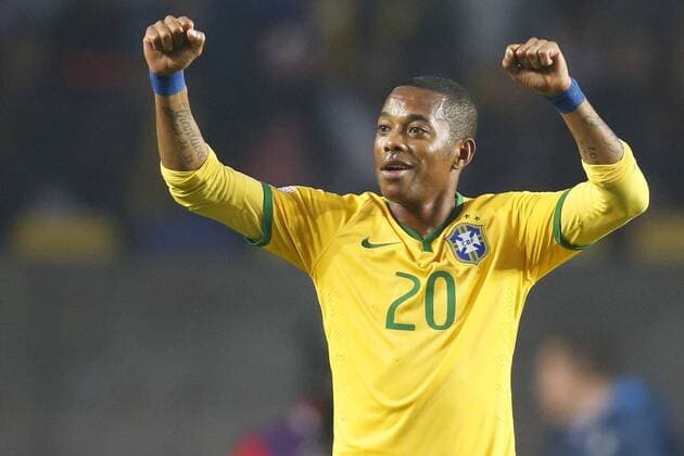 Football , Brazil v Paraguay. Copa America Championship 2015 . Brazil s player,Robinho, celebrates scoring against Paraguay during the 2015 Copa America football championship quarterfinal match at the Ester Roa stadium in Concepcion, Chile. 27 06 2015 Andres Pina Photosport Brasil v Paraguay, Copa America 2015. 