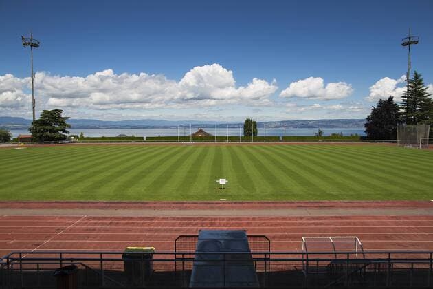 26.06.2016 Stade Camille Fournier Den Trainingsplatz Stade Camille Fournier und das Hotel Ermitage trennen lediglich etwa 1000 Meter. Das EM-Quartier der Fussball Nationalmannschaft für die EM 2016 in Evian-les-Bains (Frankreich) liegt am Genfer See mm