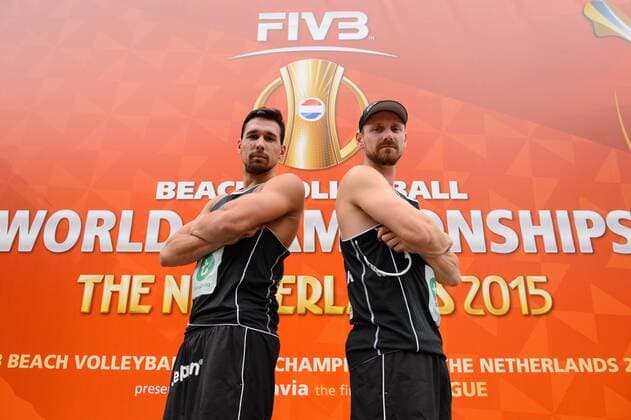 28.06.2015, Den Haag, Hofvijver Stadion World Championships Weltmeisterschaft 2015, Vorrunde Jonathan Erdmann ( 1 GER), Kay Matysik ( 2 GER)