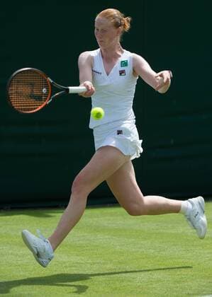 - LONDON, UNITED KINGDOM: Belgian Alison Van Uytvanck pictured in action during the first round match between Belgian Alison Van Uytvanck and US Bethanie Mattek-Sands at the 2015 Wimbledon grand slam tennis tournament at the All England Tennis Club, in southwest London, Britain, Monday 29 June 2015. BENOITxDOPPAGNE  x04653778x