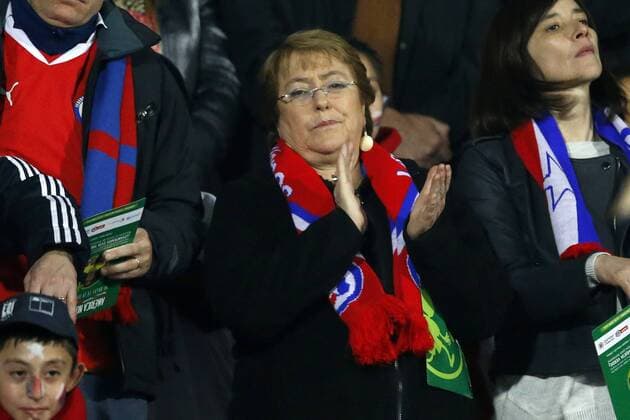 Chilean president, michelle Bachelet, attends to the 2015 Copa America football championship semifinal match against Peru at the National stadium in Santiago, Chile. 29 06 2015 AndresxPina Photosport Chile v Peru, Copa America 2015. 