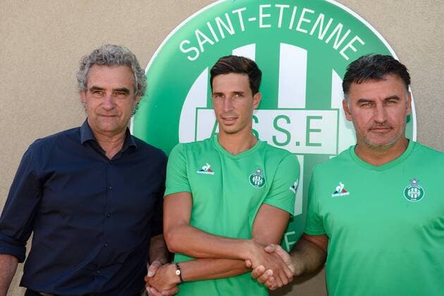 Dominique Rocheteau (vice president) - Vincent Pajot - Christophe Galtier (entraineur) FOOTBALL : AS Saint Etienne - Ligue 1 - 30 06 2015 FredericChambert Panoramic 