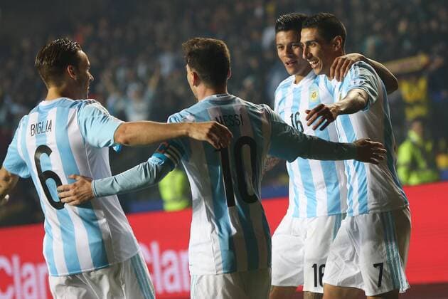 Angel di Maria celebrates goal during the match between Argentina vs Paraguay, valid for the semifinals of the Copa America 2015 held at the Estadio Municipal de Concepcion.  CarlosxEzequielxVannoni