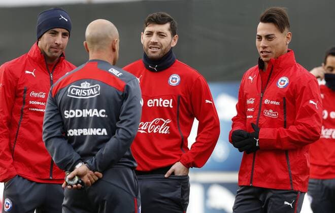 Chilean national team Nationalteam training session. Chile s players are pictured during the morning training session at the Juan Pinto Duran training center in Santiago, Chile. 30 06 2015 Martin Thomas Photosport 30 06 15. 