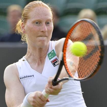 - LONDON, UNITED KINGDOM: Belgian Alison Van Uytvanck pictured during the second round of the ladies doubles of Alison Van Uytvanck and Hao-Ching Chan against Johanna Konta and Maria Sanchez at the 2015 Wimbledon grand slam tennis tournament at the All England Tennis Club, in southwest London, Britain, Thursday 02 July 2015. BENOITxDOPPAGNE  x04656189x