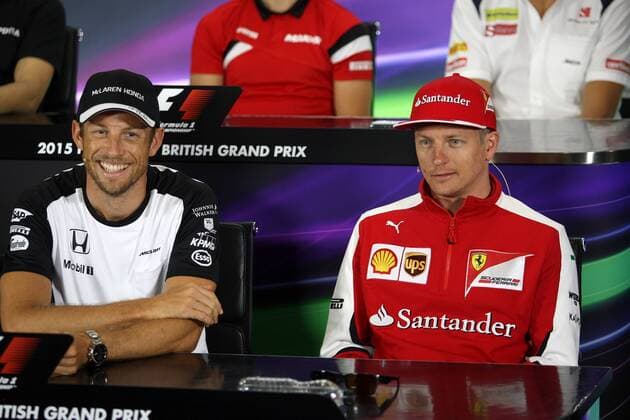 British Grand Prix, Silverstone 2 - 5 July 2015 02.07.2015 - press conference PK Pressekonferenz Jenson Button (GBR) McLaren Honda MP4-30. and Kimi Raikkonen (FIN) Scuderia Ferrari SF15-T 