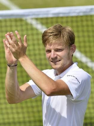 - LONDON, UNITED KINGDOM: Belgian David Goffin celebrates after winning the third round of men single competition between Belgian David Goffin ATP Tennis Herren 15) and Cyprus Marcos Baghdatis (ATP 54) at the 2015 Wimbledon grand slam tennis tournament at the All England Tennis Club, in southwest London, Britain, Friday 03 July 2015. BENOITxDOPPAGNE  x04656645x