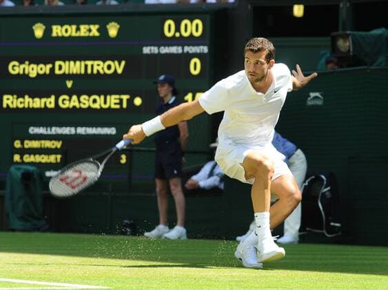 Tennis - 2015 Wimbledon Championships - Week One, Friday Men s Singles, Second Round Grigor Dimitrov (BUL) vs. Richard Gasquet (FRA) Grigor Dimitrov on Centre Court COLORSPORT ANDREW COWIE 