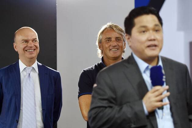 Aktuell Fußball, Italien, PK Inter Mailand Appiano Gentile (Co) 03 07 2015 - PK Inter Mailand Roberto Mancini-Marco Fassone-Erick Thohir 