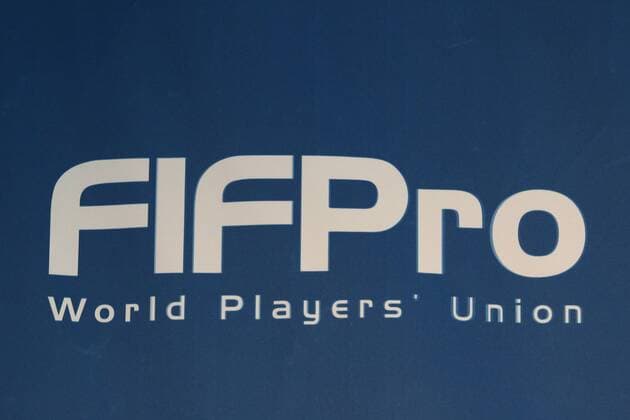 Logo der internationalen Spieler und Spielerinnen Gewerkschaft FIFPro World Players Union, Logo, Emblem, Symbolfoto, Symbolbild, Fussball, FIFA Frauen-WM 2015, Pressekonferenz, xozx
