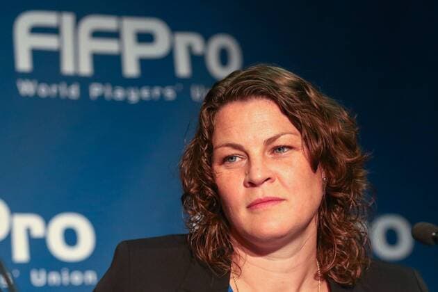 Caroline Jönsson (ehemalige schwedische Nationaltorhüterin und Vorsitzende im FIFPro Komitee für Frauenfußball), auf der Pressekonferenz der Gewerkschaft FIFPro World Players Union, Fussball, FIFA Frauen-WM 2015, Pressekonferenz, xozx
