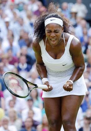 Williams sisters set to square off at Wimbledon Serena Williams shouts after winning a point during her Wimbledon third-round match against Heather Watson on July 3, 2015. The top-seeded Williams won 6-2, 4-6, 7-5 to face her sister Venus in the round of 16. 