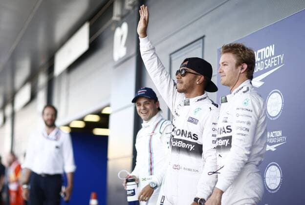 Motorsports: FIA Formula One World Championship WM Weltmeisterschaft 2015, Grand Prix of Great Britain, 44 Lewis Hamilton (GBR, Mercedes AMG Petronas Formula One Team), 6 Nico Rosberg (GER, Mercedes AMG Petronas Formula One Team), xHOCHxZWEIx