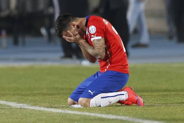 Football, Chile v Argentina. Copa America 2015 . Chile s players celebrate their victory against Argentina during the match for finals of the 2015 Copa America at Nacional stadium. Santiago, Chile. 04 07 2015 Marcelo Hernandez Photosport Chile v Argentina, Copa America 2015. 