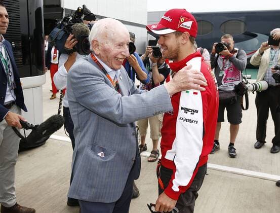 Motorsports: FIA Formula One World Championship WM Weltmeisterschaft 2015, Grand Prix of Great Britain, John Surtees (GBR), 5 Sebastian Vettel (GER, Scuderia Ferrari), xHOCHxZWEIx