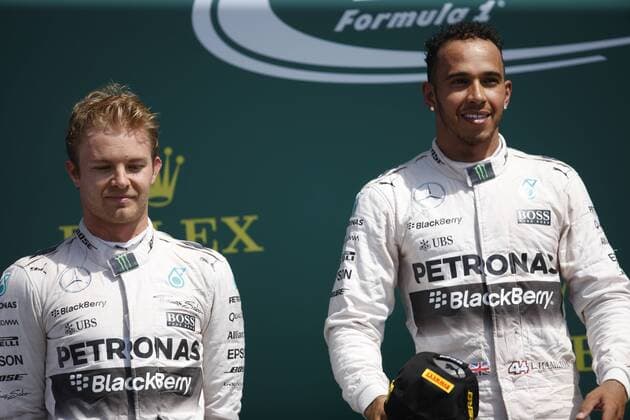 British Grand Prix, Silverstone 2 - 5 July 2015 05.07.2015- Race, 1st position Lewis Hamilton (GBR) Mercedes AMG F1 W06 and 2nd position Nico Rosberg (GER) Mercedes AMG F1 W06 