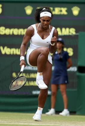 (150706) -- LONDON, July 6, 2015 -- Serena Williams of the United States reacts during her women s singles fourth round match against her sister Venus Williams at the 2015 Wimbledon Championships at the All England Tennis Club in Wimbledon, southwest London, Britain on July 6, 2015. Serena Williams won 2-0. ) (SP)UK-LONDON-TENNIS-WIMBLEDON-DAY 7 HanxYan 
