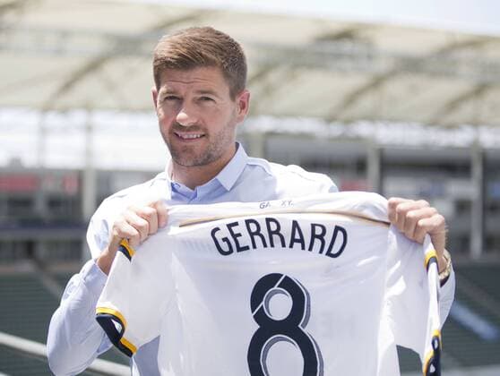 July 7, 2015 - Carson, California, U.S - New Los Angeles Galaxy midfielder Steven Gerrard 8 during a news conference held Tuesday July 7, 2015 at StubHub Center in Carson, California. The former Liverpool captain Steven Gerrard is scheduled to play his first MLS Fussball Herren USA match on Friday, July 17 at StubHub Center against San Jose Earthquakes. Steven Gerrard is introduced to the media - ZUMAp124