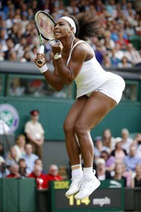 S. Williams through to Wimbledon semis for 1st time since 2012 Serena Williams of the United States leaps in joy after winning 3-6, 6-2, 6-3 against Victoria Azarenka of Belarus in their Wimbledon quarterfinal match on July 7, 2015. Williams advanced to the semifinals for the first time in three years. 