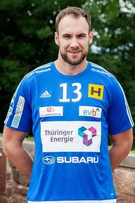 PRESSETERMIN THSV EISENACH 08 07 2015 - Eisenach: Die 1. Bundesliga Mannschaft des ThSV Eisenach zum Pressetermin am 8. Juli 2015 auf der Wartburg. Im Foto: Patrik Hruscak 13 (ThSV Eisenach)