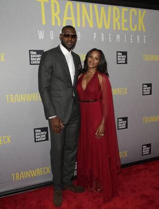 LeBron James and his wife Savannah arrive on the red carpet at the New York Premiere of Trainwreck at Alice Tully Hall in New York City on July 14, 2015.  NYP20150709101 JOHNxANGELILLO