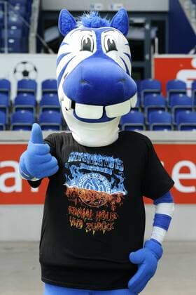Fussball, 2. Bundesliga, Deutschland, Herren, Porträttermin Saison 2015 2016, MSV Duisburg: Maskottchen Ennatz (MSV). Einzelbild, Portrait, Porträt.