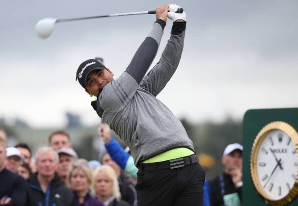 Aktuell Golf - The 144th Open Championship Australian Jason Day tees off on the 2nd tee on the first day of the 144th Open Championship, St.Andrews, Scotland on July 16, 2015.  LON2015071607 HUGOxPHILPOTT