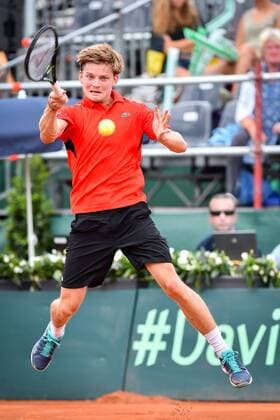 - MIDDELKERKE, BELGIUM: Belgian David Goffin pictured in action during the second game between Belgian David Goffin and Canadian Filip Peliwo at the Davis Cup quarter final World Group meeting between Belgium and Canada, Friday 17 July 2015 in Middelkerke. LUCxCLAESSEN  x04666365x