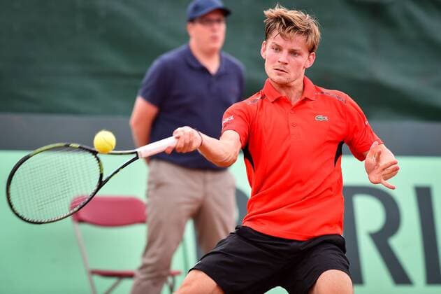 - MIDDELKERKE, BELGIUM: Belgian David Goffin pictured in action during the second game between Belgian David Goffin and Canadian Filip Peliwo at the Davis Cup quarter final World Group meeting between Belgium and Canada, Friday 17 July 2015 in Middelkerke. LUCxCLAESSEN  x04666360x