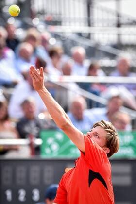 - MIDDELKERKE, BELGIUM: Belgian David Goffin pictured in action during the second game between Belgian David Goffin and Canadian Filip Peliwo at the Davis Cup quarter final World Group meeting between Belgium and Canada, Friday 17 July 2015 in Middelkerke. LUCxCLAESSEN  x04666377x