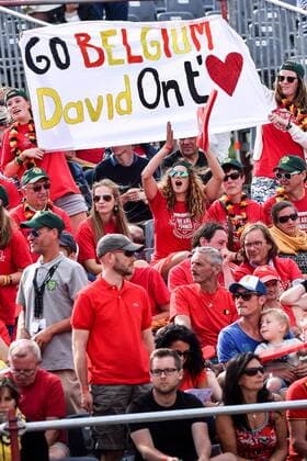 - MIDDELKERKE, BELGIUM: Belgian fans pictured during the second game between Belgian David Goffin and Canadian Filip Peliwo at the Davis Cup quarter final World Group meeting between Belgium and Canada, Friday 17 July 2015 in Middelkerke. LUCxCLAESSEN  x04666387x