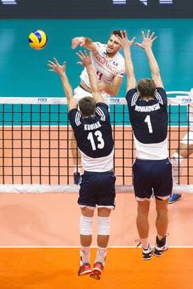Volei Franca x Polonia RIO DE JANEIRO, Brazil - 18 07 2015: VOLLEYBALL FRANCE X POLAND - Rouzier, Kubiak and Nowakowski France-Poland during the semifinal of the World Volleyball League in Maracan?zinho. This game is part of the Rio2016 Olympic test event in Rio de Janeiro. (Photo: Celso Pupo FotoArena)  CelsoxPupo