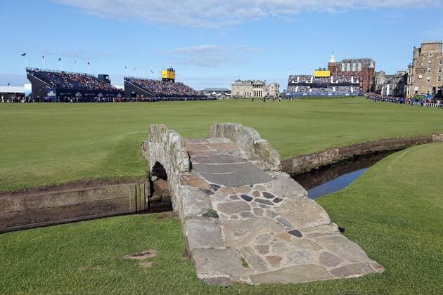 The Swilcan Bridge, JULY 15, 2015 - Golf : A practice round of the 144th British Open Championship at the Old Course, St Andrews in Fife, Scotland. NOxTHIRDxPARTYxSALES.  (waha018161)