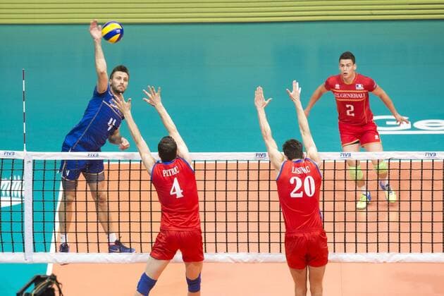 Volei Servia X Franca RIO DE JANEIRO, Brazil - 07 19 2015: VOLLEYBALL SERBIA X FRANCE - Rouzier, Petric and Lusinac during Servia X France by the end of the World Volleyball League in Maracan?zinho Gymnasium. (Photo: Celso Pupo FotoArena)  CelsoxPupo