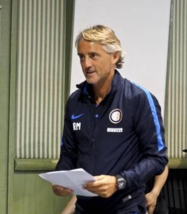 SHANGHAI, CHINA - JULY 20: (CHINA OUT) Roberto Mancini, head coach of Inter Milan, attends a press conference PK Pressekonferenz at Shanghai Stadium ahead of the friendly football match between Bayern Munich and Inter Milan on July 20, 2015 in Shanghai, China.  CFP470569527 
