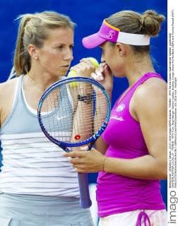 TENNIS - WTA Tennis Damen Nuernberger Gastein Ladies BAD GASTEIN,AUSTRIA,23.JUL.15 - TENNIS - WTA Tour, Nuernberger Gastein Ladies, doubles. Image shows Annika Beck (GER) and Tamira Paszek (AUT). GEPAxpictures xMatthiasxHauer