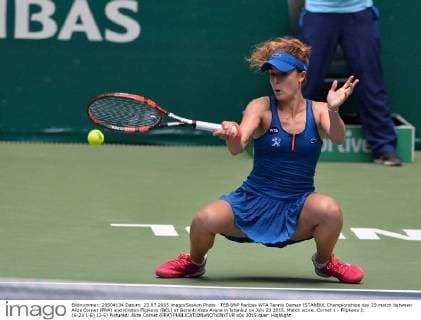 TEB BNP Paribas WTA Tennis Damen ISTANBUL Championships day 23 match between Alize Cornet (FRA) and Kirsten Flipkens (BEL) at Garanti Koza Arena in Istanbul on July 23 2015. Match score: Cornet 1 - Flipkens 2. (6-2)(1-6) (2-6) Pictured: Alize Cornet (FRA) 