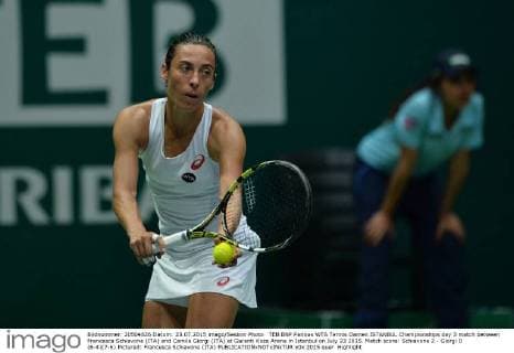 TEB BNP Paribas WTA Tennis Damen ISTANBUL Championships day 3 match between Francesca Schiavone (ITA) and Camila Giorgi (ITA) at Garanti Koza Arena in Istanbul on July 23 2015. Match score: Schiavone 2 - Giorgi 0 (6-4)(7-6) Pictured: Francesca Schiavone (ITA) 