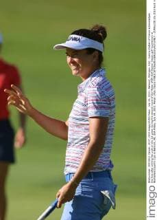 July 24, 2015 - Belmont, Michigan, USA - Joanna Klatten of France acknowledges the fans after sinking her putt on the 1st green during the second round of the Meijer LPGA Golf Damen Classic golf tournament at Blythefield Country Club in Belmont, MI, USA Friday, July 24, 2015. Meijer LPGA Classic  - ZUMAn230