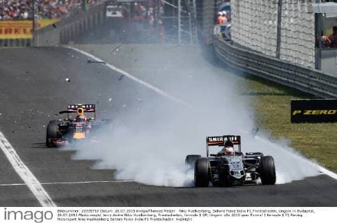 Niko Huelkenberg, Sahara Force India F1,Frontschaden, Ungarn in Budapest, 26.07.2015 Photo:mspb Jerry Andre Niko Huelkenberg, Frontschaden, formula 1 GP, Ungarn