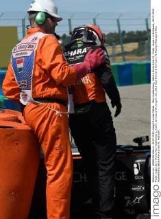 Niko Huelkenberg, Sahara Force India F1, Crash, Ungarn in Budapest, 26.07.2015 Photo:mspb Jerry Andre Niko Huelkenberg, Crash, formula 1 GP, Ungarn